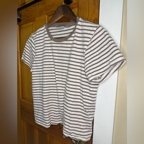 Frank & Oak Brown and White Striped Tee - Picture 3 of 5